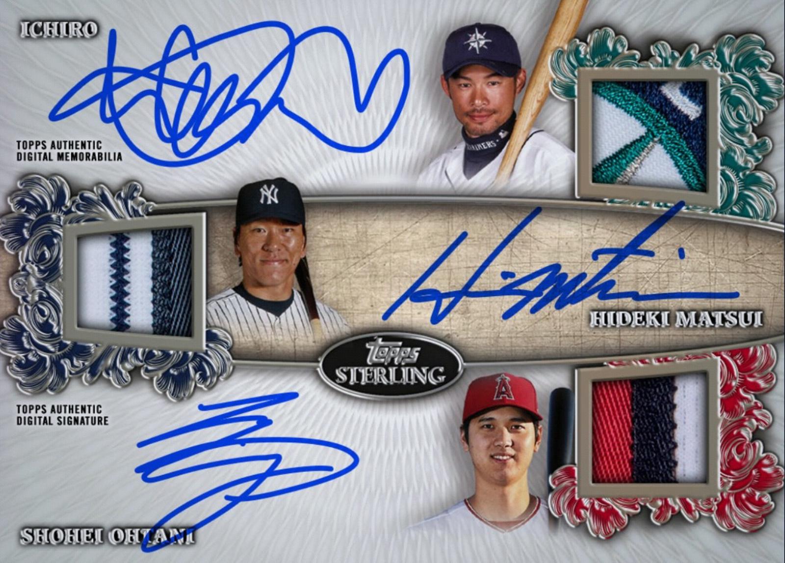 Rare 2020 Topps Sterling Ohtani Ichiro Matsui Triple Autograph Relic Card With Free Shipping Authentic MLB Memorabilia
