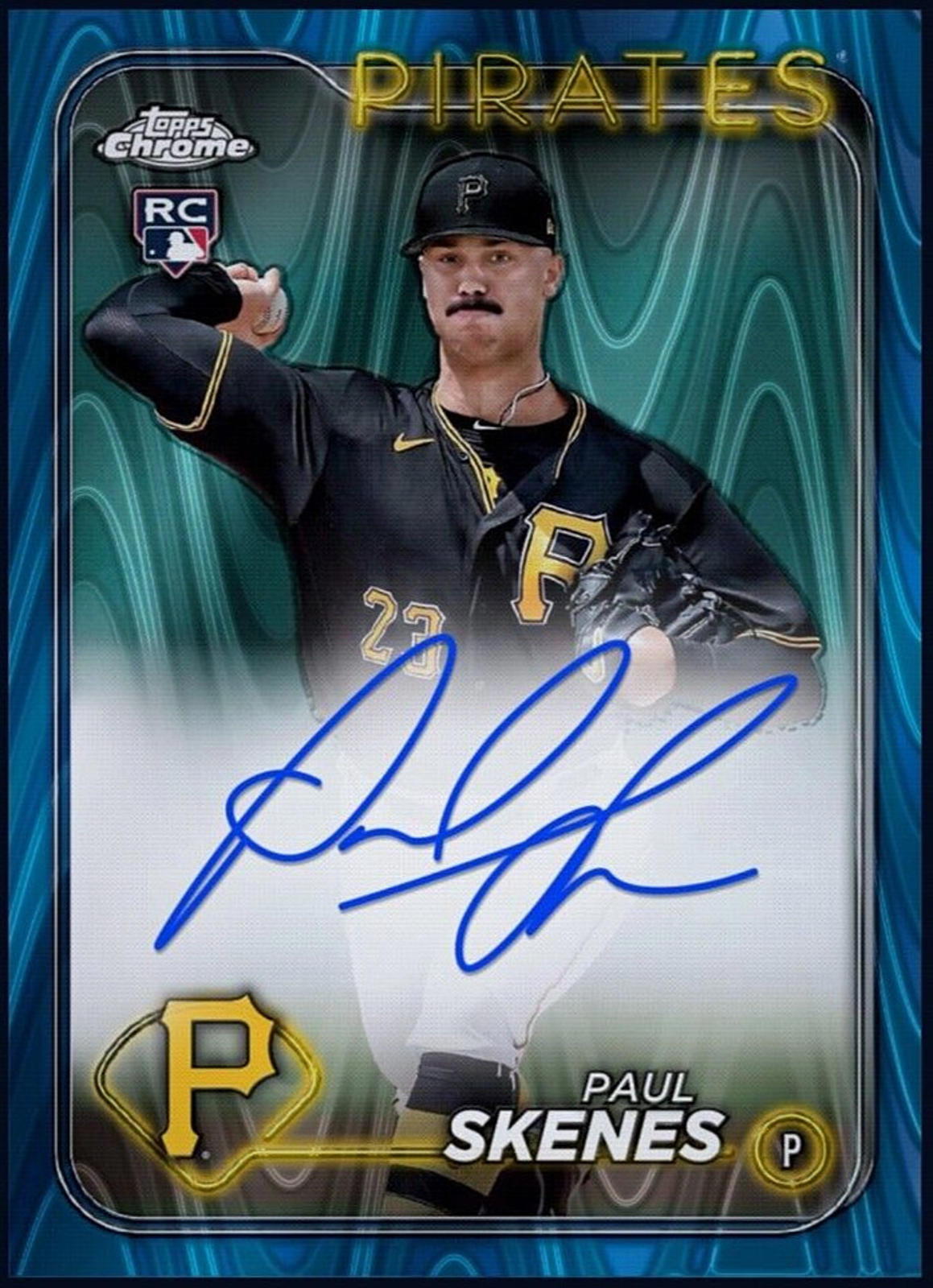 2024 Paul Skenes Topps Chrome Update Blue Raywave Autograph Rookie RC Rare Redemption Card