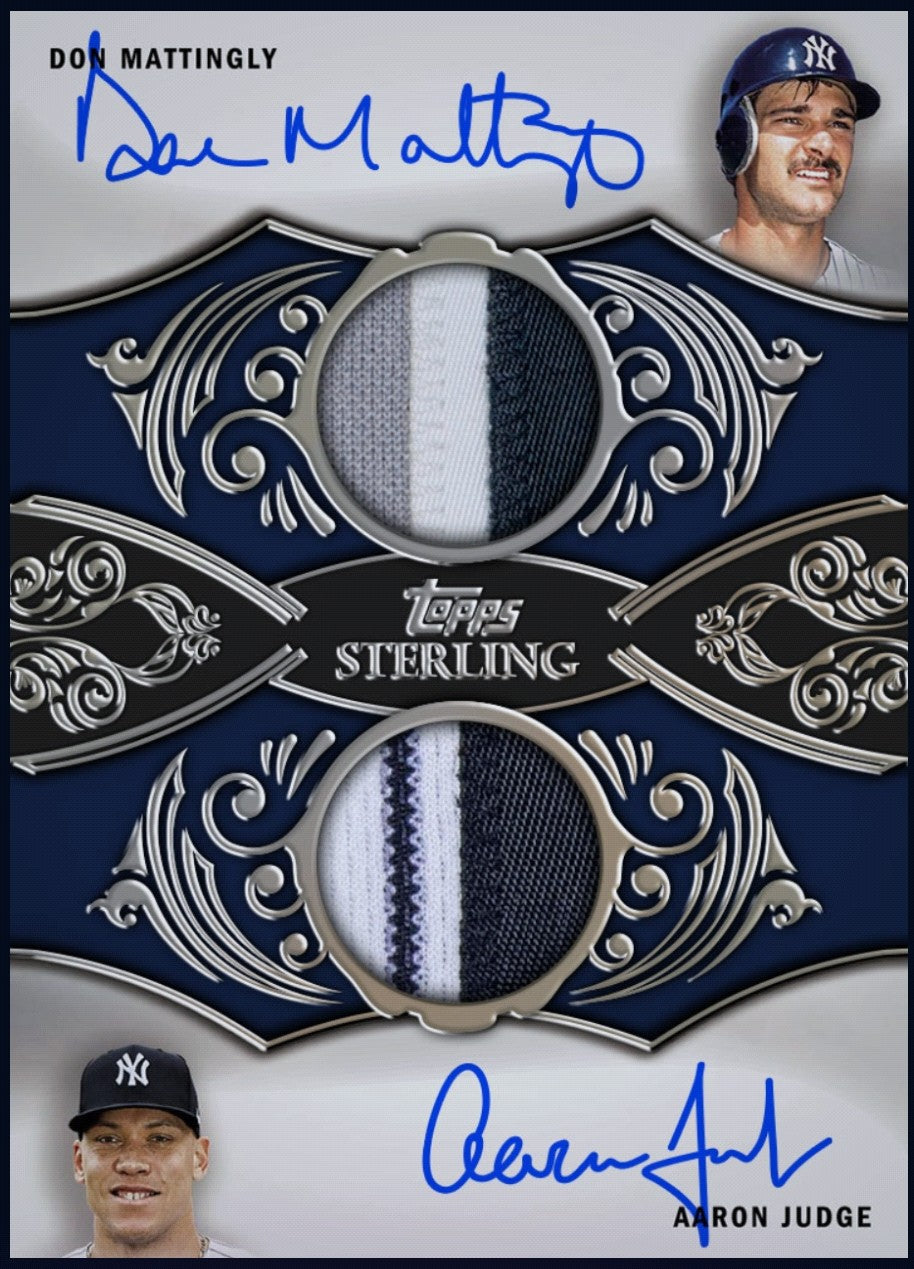 Rare 2021 Aaron Judge Don Mattingly Topps Sterling dual patch autograph collectible card