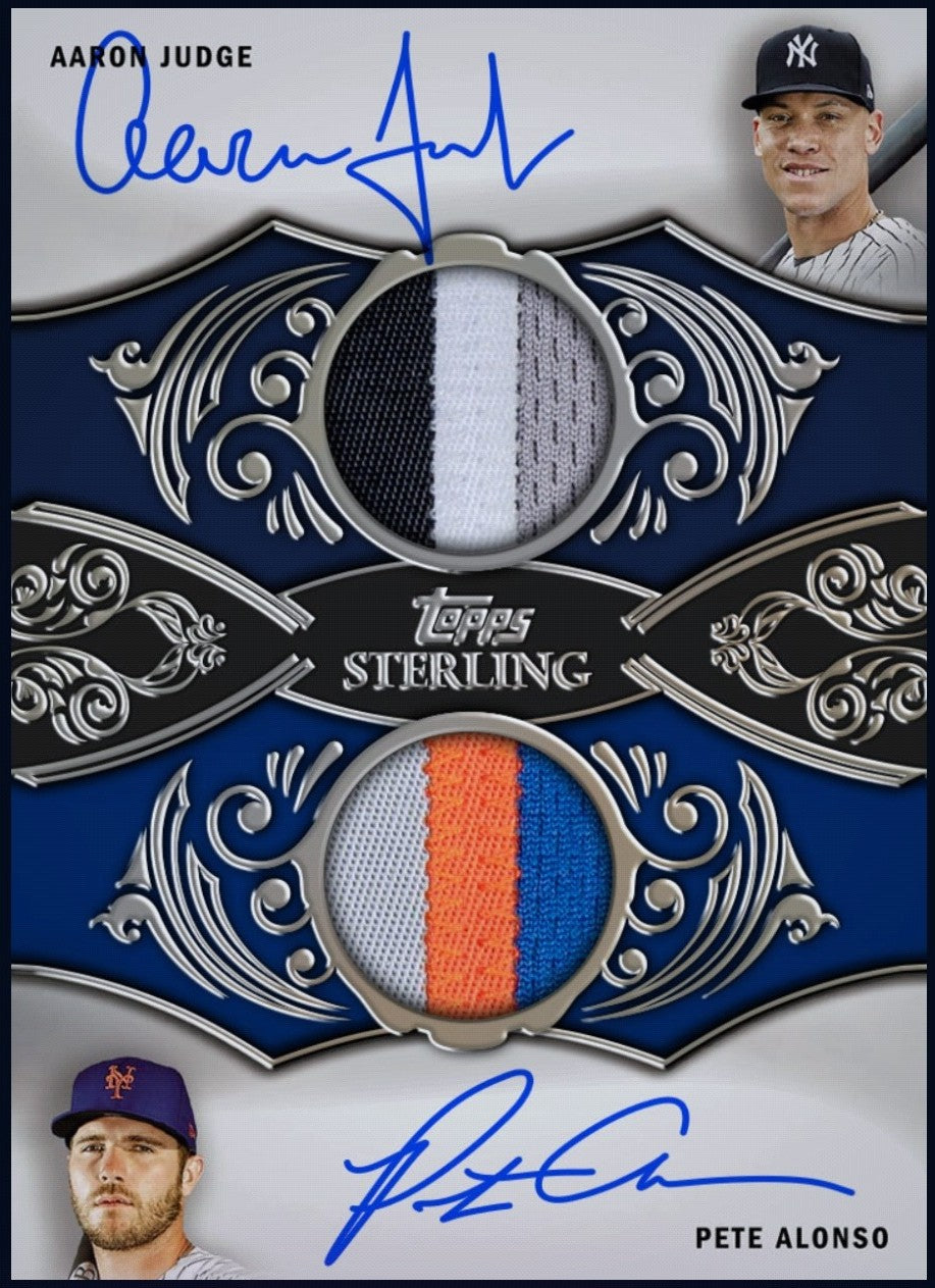 Rare 2021 Aaron Judge Pete Alonso Topps Sterling dual patch autograph collectible card