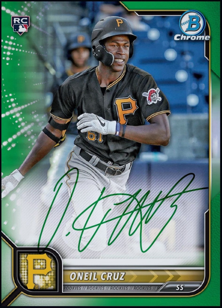 Rare 2022 Oneil Cruz Topps Bowman Chrome Autograph Rookie RC Card Display