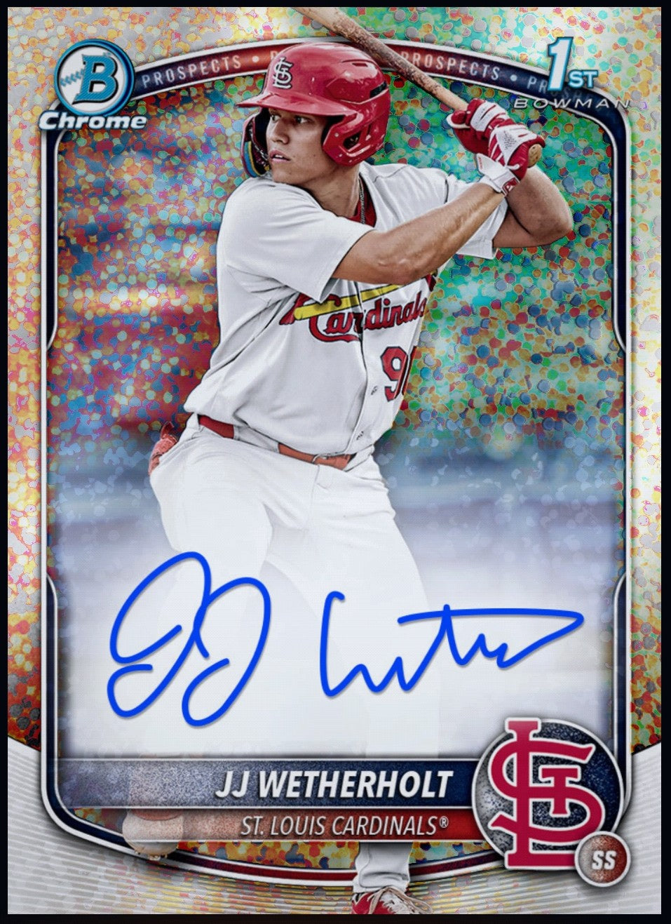 2026 JJ Wetherholt Topps Bowman 1st Speckle Chrome Prospect Signature Rookie redemption card