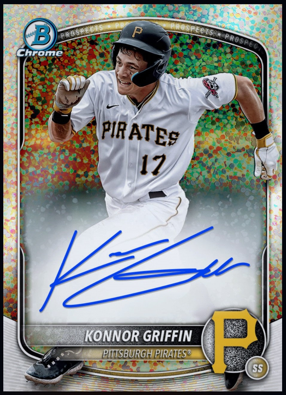 Rare 2026 Konnor Griffin Topps Bowman Series 1 Speckle Chrome Prospect Signature Rookie redemption card