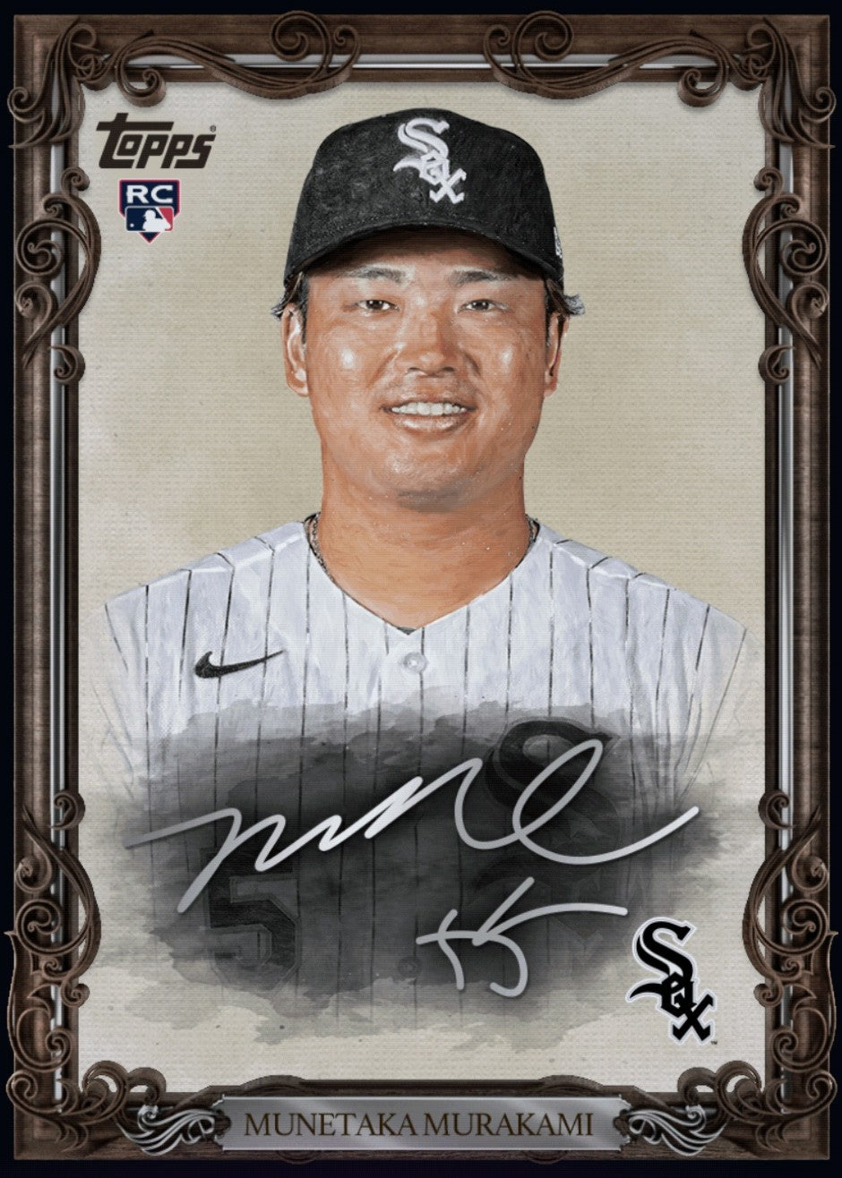 Close-up of 2026 Munetaka Murakami Topps Portraits Autograph rookie redemption card