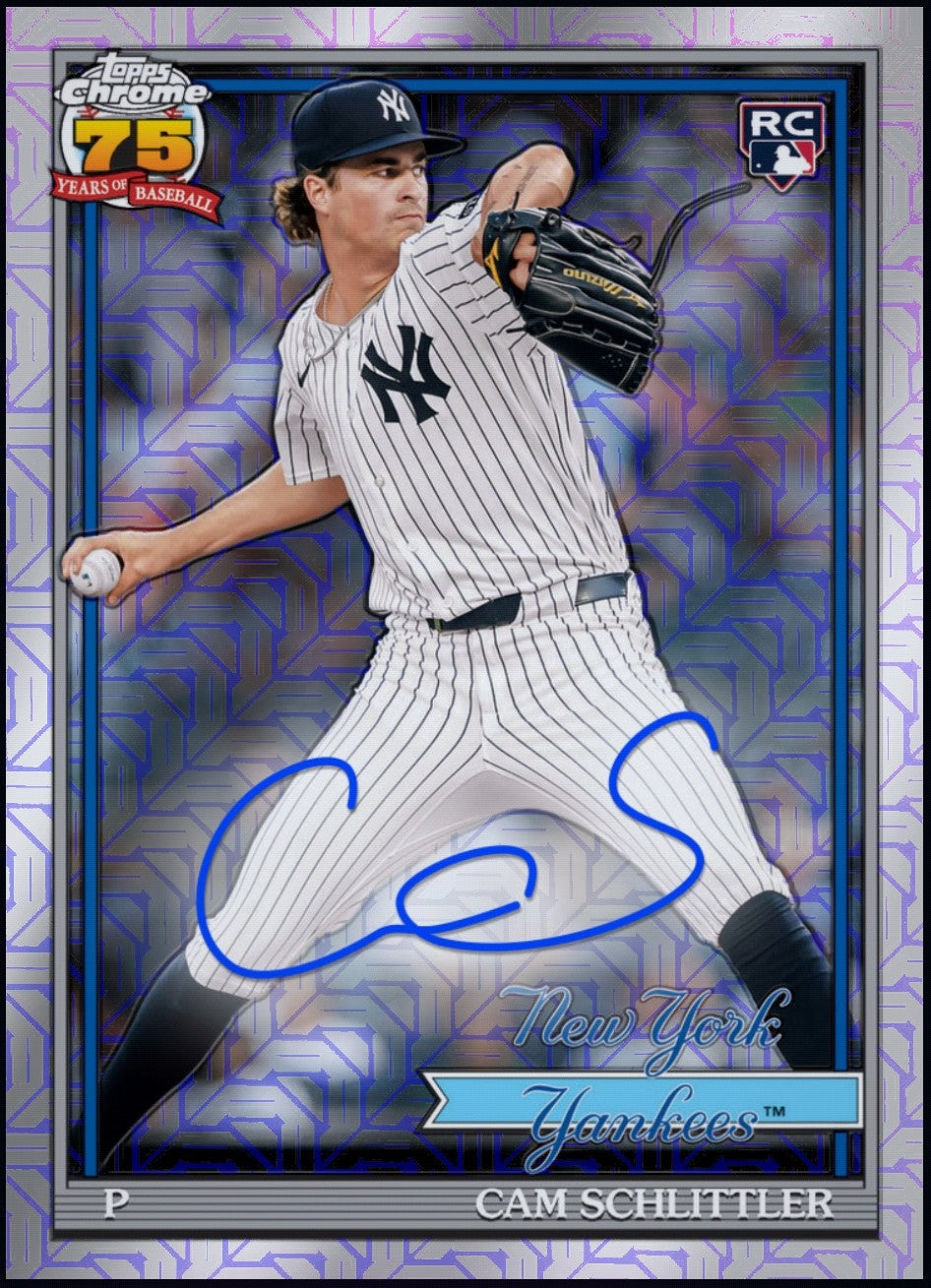 Close-Up Of Cam Schlittler Topps 1991 Baseball Autograph Rookie Redemption Card