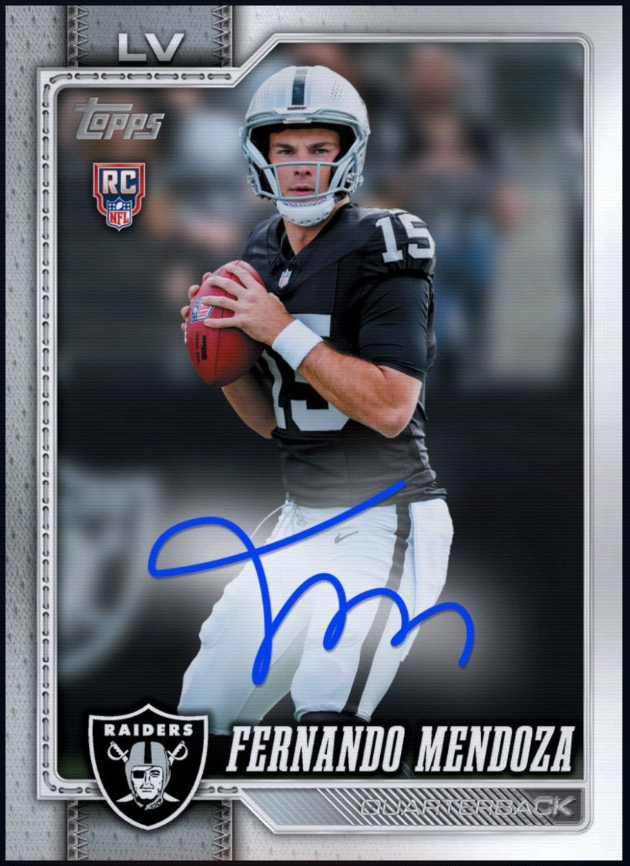 2026 Fernando Mendoza Topps Flagship Football rookie signature collectible redeemable through the official Topps football app.