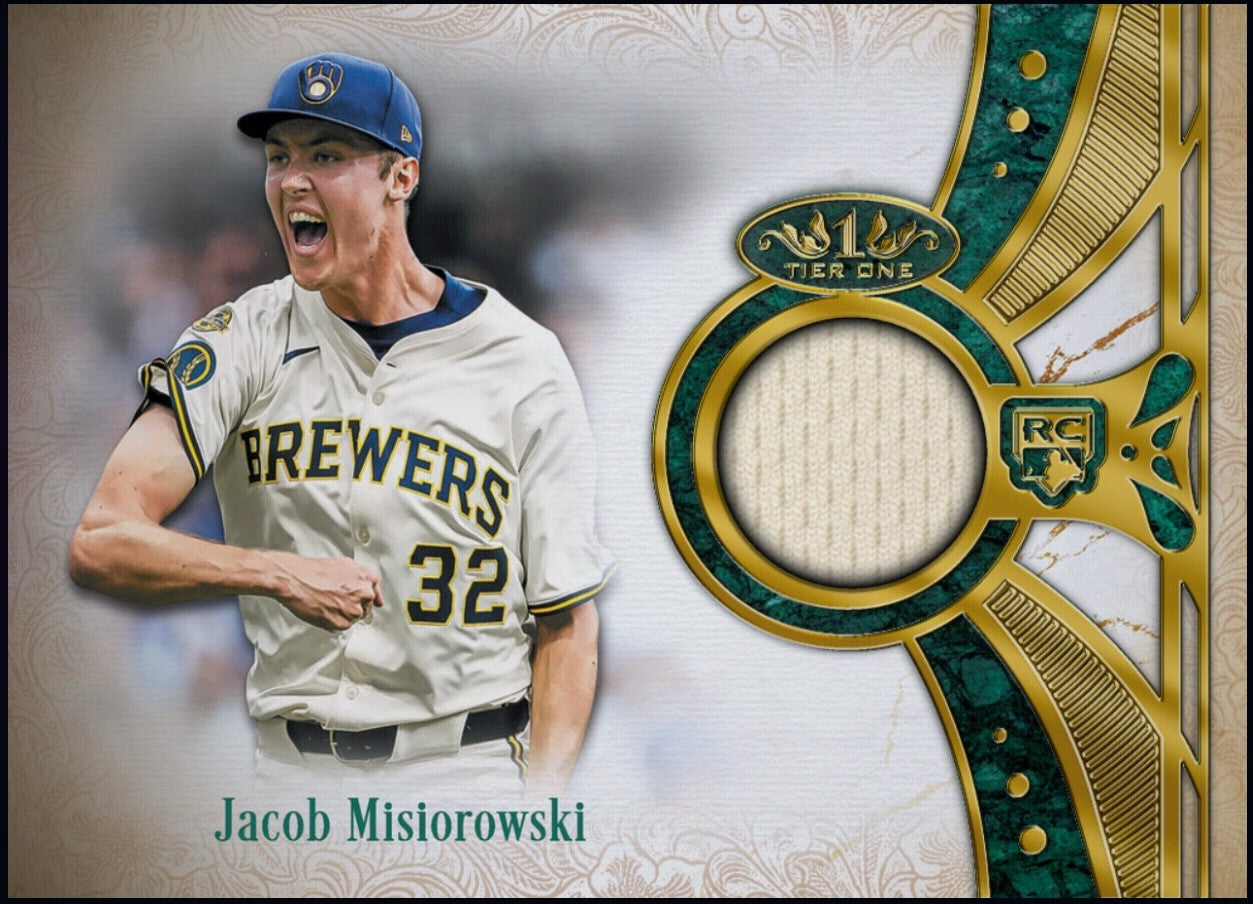 2026 Jacob Misiorowski rookie jersey patch baseball collectible redeemable through the official Topps BUNT app.