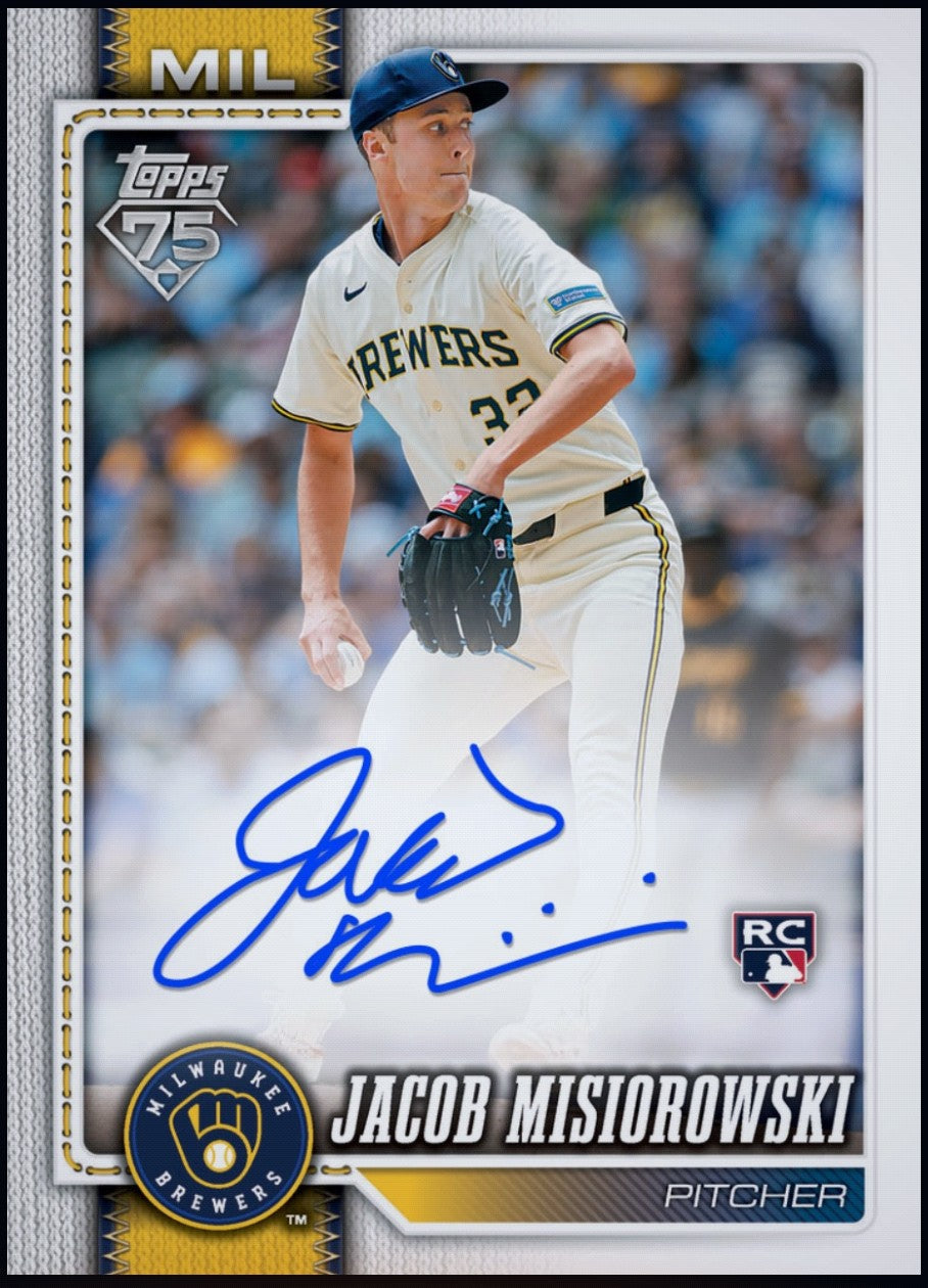 2026 Jacob Misiorowski rookie signature baseball card collectible redeemable through the official Topps BUNT app.