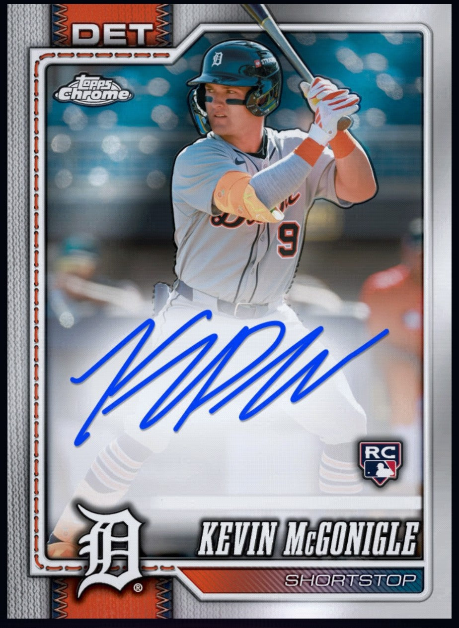 2026 Kevin McGonigle Topps Chrome Baseball rookie signature collectible redeemable through the official Topps BUNT app.