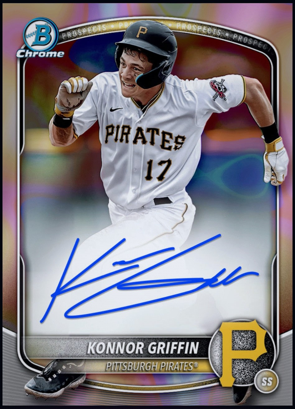 Rare 2026 Konnor Griffin Topps Bowman Refractor Chrome Prospect Signature Rookie RC redemption card