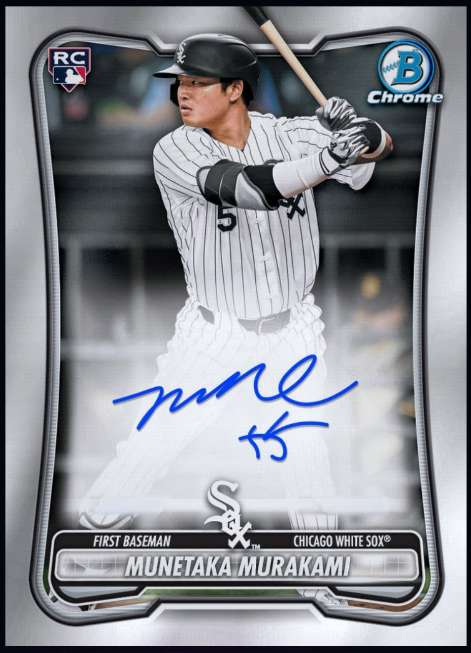 Close-up of Munetaka Murakami Topps Bowman Chrome Autograph rookie redemption card