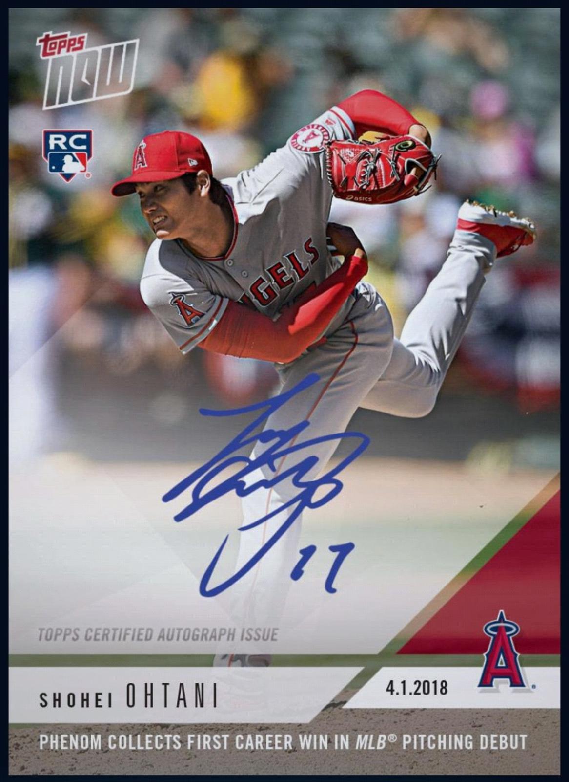 Rare 2018 Shohei Ohtani Topps Now First Career Win Autograph Rookie RC Authentic MLB Collectible Shipped From USA.