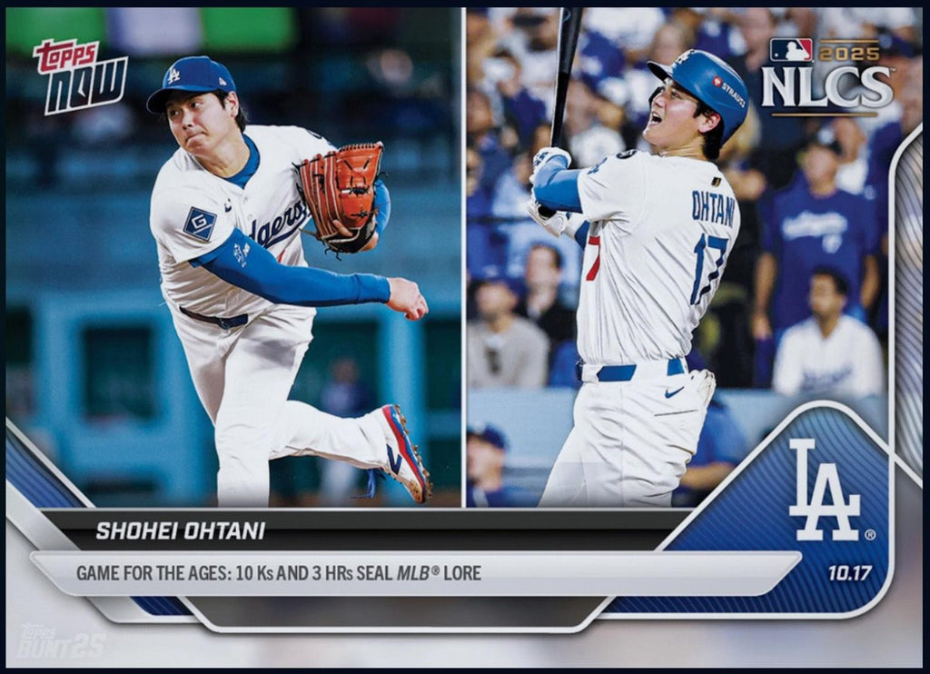 Rare 2025 Shohei Ohtani Topps Now NLCS 10Ks & 3 HR’s Historic MLB Card Shipped From USA.