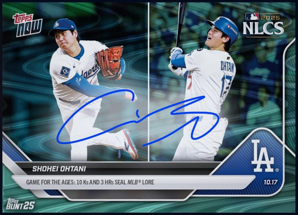 Rare 2025 Shohei Ohtani Topps Now NLCS 10 Strikeouts & 3 Home Runs Autograph MLB Card Shipped From USA.