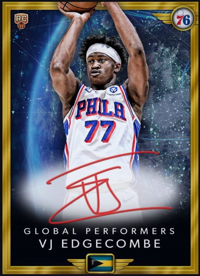 Next Day Free Shipping & Shipped from USA 2026 VJ Edgecombe Topps Global Performers Autograph Rookie Rare RC Card.