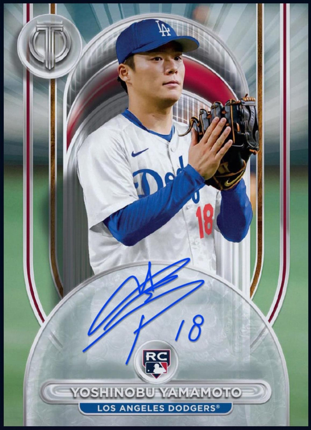 Rare 2024 Yoshinobu Yamamoto Topps Tribute Blue Autograph Authentic MLB Collectible Shipped From USA.