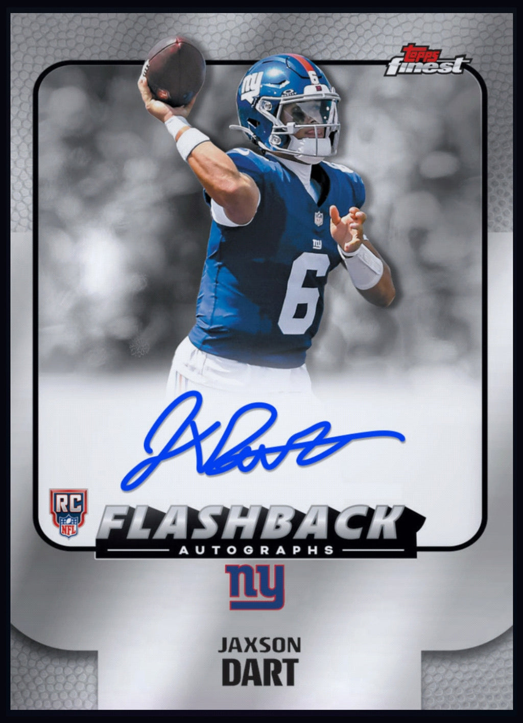 TEST ONLY 3 - 2025 Jaxson Dart Topps Finest Autograph Rookie RC Super Rare Redemption — larger card detail